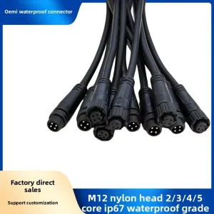 M12Waterproof Cable2 to 6 Pin Male Female Pairing Plug Connection Wire for Outdoor Solar LED Light Fixtures Waterproof Connector