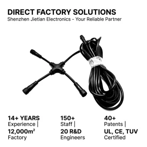 M15 3 Pin 4 Way IP67 Waterproof Brass Connector Solar Power System Power Wire Harness LED Grow Light Industrial Horticulture