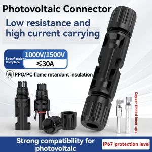 MC Solar Connector Cable 1000V 30A Waterproof IP67 6mm 4mm DC Solar Panel Photovoltaic Connector