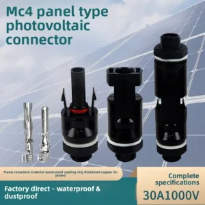 适用于 MC4 电缆面板光伏系统的防水太阳能连接器 无氧铜公母连接器