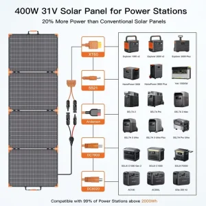 MHPOWOS 400W High power Double sided Solar Panel Is Suitable for Camping RVs and Outdoor Power Storage for Charging
