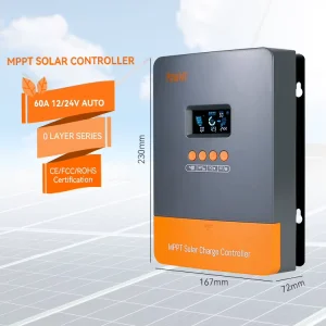 MPPT 12 24 36 48V Solar Controllers Charger 60A IP32 100% Efficiency Solar Charge Controller for Solar Power System