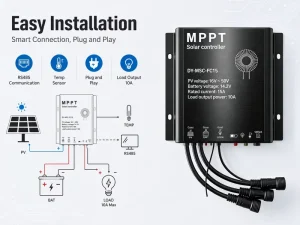 MPPT Solar Charge Controller 15A with RS485 Communication for Street Light and RV Waterproof and Dustproof