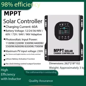 MPPT Solar Charge Controller with LCD Display for Lithium Lead-Acid Batteries, 23000W Max PV Power, 480V Max PV Voltage, 120A