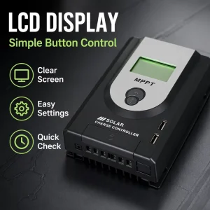 MPPT Solar Charge Controller with Optional Bluetooth LCD Display Solar Panel Regulator for Lithium Lead Acid Battery Off-Grid System