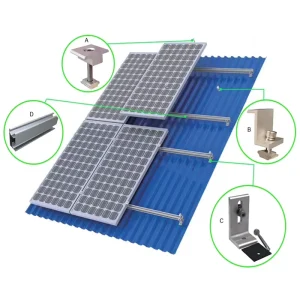 Manufacturer 5 kW 10 kW 15 kW Solar Panel Mounting Brackets for Tin Roof with Double-End Screw Hanger Bolts, L-Feet and Aluminum Solar Rail