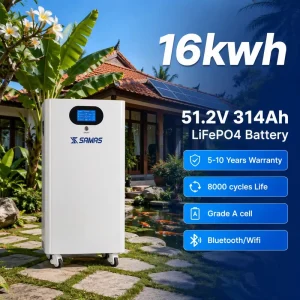 Manufacturer 51.2V 314Ah LiFePO4 Battery, 16kWh, Movable with Wheels, Floor Install