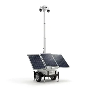 Mobile Security Trailer With Solar Panels 6m Mast Optional Built in Cable Mast for Construction Sites