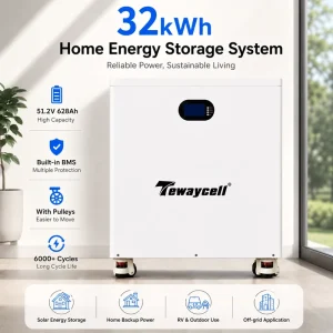 Mobile Split 32kWh LiFePO4 Battery System CAN 20-30KW for 51.2V 628Ah Solar Energy Storage RV Outdoor Camping Backup Power