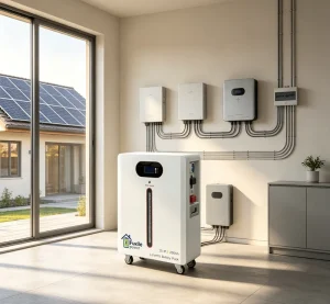 Mobile Split Hybrid Grid 25.6V 200Ah 5120Wh LiFePO4 Battery Pack Built BMS Wheels Solar Energy Storage System Power Backup