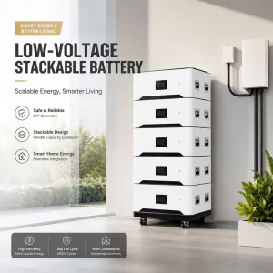 Modular Stackable LiFePO4 Energy Storage Battery 15kWh 30kWh 45kWh Residential Home Solar Power System