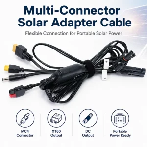 Multi Connector Copper PC ABS Solar Adapter Cable for XT60 DC Output Portable Power Station RV Camping Outdoor Charging Solution