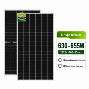 N-Type Bifacial Solar Panel 655W 600W 550W 550 Watts 620 Watt 700W 710 720W Monocrystalline Solar Panels