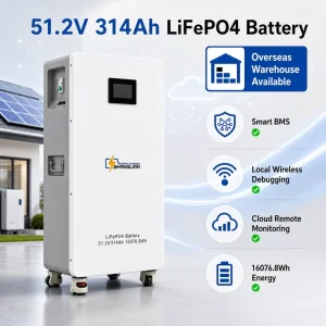 New Design LifePo4 15Kwh 16kWh Lithium Battery 51.2V314Ah Home Solar System Battery Power Storage Supply Station with Wheel