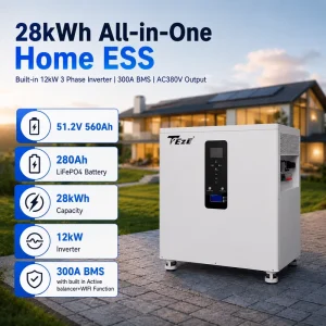 New Integrated Solar Battery Solution for Residential Off Grid Power Supply 380V 12kW 3 Phase 28kWh Home Energy Storage System