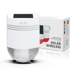 New Wireless Outdoor Waterproof RF 433MHz Solar Alarm Siren Repeater Sensor Enrolled Function Plastic 120dB Home Garden Yard
