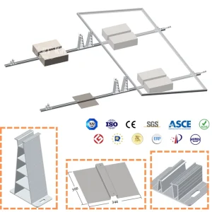Non-Penetrating Front and Rear Leg Aluminum Ballasted Solar Mounting Bracket System for Flat Concrete Roof