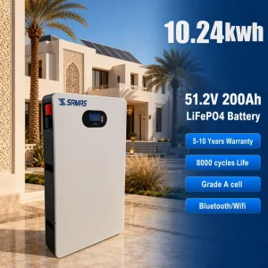 OEM 10.24kWh 51.2V 200Ah LiFePO4 Wall Battery Powerwall 6000 Cycles Deep Cycle Home Energy Storage for Solar System Backup