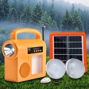 OEM ODM Emergency Mini Solar LED Light Kits Emergency Lighting System MPPT FM for Power Bank Flashlight for Home Camping Use