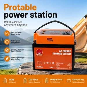 OEM ODM Power Station Solar Energy System 150W Lead Acid Outdoor Solar Power Generator Portable Power Station 12V 55AH