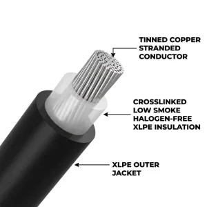OEM Solar Panel Photovoltaic Cable PV1 F 1×4.0mm Tinned Copper Halogen Free Insulation