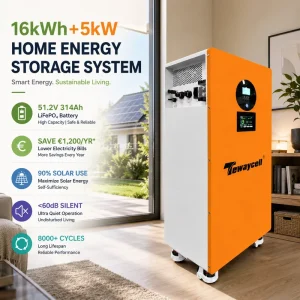 Off-Grid 16kWh Home Energy Storage System All-in-One 51.2V 314Ah LiFePO4 Battery 5kW Inverter Pure Sine Wave CAN Solar 8000