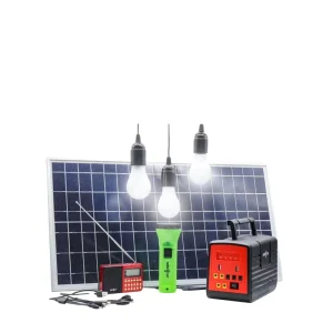 Off-Grid Home Solar Light System with 12V Battery, DC Cable, and Emergency Charging Lamp