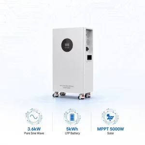 Off Grid Solar Energy Storage System 3.6KW 5KWh LiFePO4 Battery Inverter All in One Pure Sine Wave Stackable Mobile Villa Home