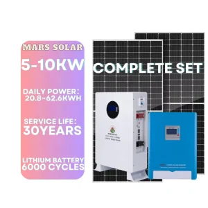 Solar 10kw Inverter Power System Complete Full Set off Grid Inverter Hybrid 5kw 8kw Lithium Ion Batteries Solar Set for Home