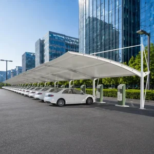 Open-Field Solar Car Parking Canopy Hot-Dip Galvanized Steel Bracket with 56 m/s Wind Load