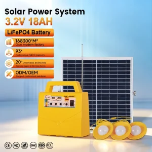 Outdoor Camping LiFePO4 Battery Portable Power Station with Solar Panel and LED Bulbs 20W Solar Generator Pure Sine Wave