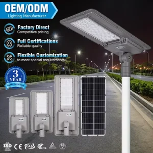 Outdoor LED Solar Street Light, IP65 Waterproof, 100W/200W/300W