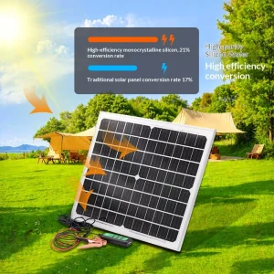 Outdoor Monocrystalline Photovoltaic Solar Panels and Charging Panels with Photovoltaic Widgets 18V 25W IP65