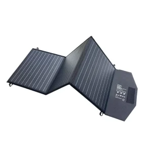 Outdoor Portable Travel 60W Cloth Solar Panel 21% Efficiency Folding Charging Bag for RV Black CE FCC Certified