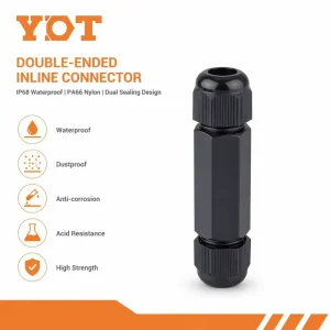 Outdoor Solar PV Inverter Connection Component PG11 PG13.5 Plastic Waterproof Double End Butt Joint Cable Connector Gland