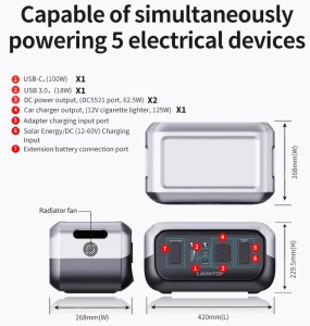 Outdoor Use Solar Panel Portable Generator Pure Sine Wave Inverter LiFePO4 Battery 2 Year Warranty Car RV Compatible Picnic