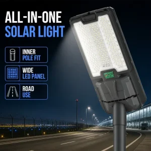 Outdoor Waterproof Garden Road Highway 200W ABS PC Housing All-in-One LED Solar Street Light Motion Sensor
