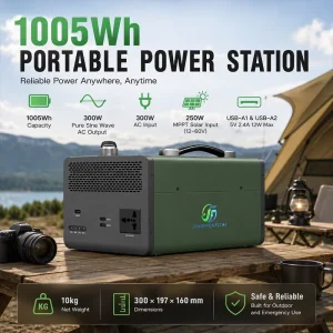 PEP OM300 1005Wh LiFePO4 Solar Generator 300W Pure Sine Wave AC USB A 12W MPPT 250W Solar 10kg Lightweight Home Camping Use