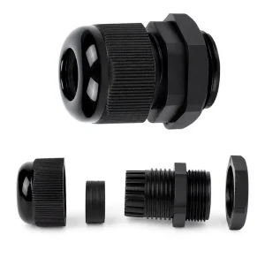 PG7 Black Nylon Waterproof Cable Gland with Strain Relief and Cable Marker