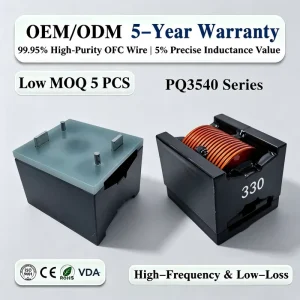 PQ3540 Flat Wire High Current Power Inductor 6.8uH-33uH 2.1m DCR 45A 78.2A Ferrite Core 10-15 Turns Solar Inverter EV Charger
