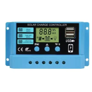 PWM Solar Charge Controller 12V 24V 10A 20A 30A with 2 USB Ports for PV Systems