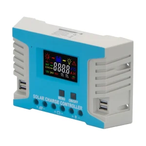 PWM Solar Charge Controller 60A 12V 24V 48V LCD Display USB Output LiFePO4 3120W Max PV Power Blue
