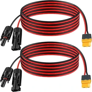 Photovoltaic Connector to XT60 Connector Charging Cable 2*12AWG 100cm for Outdoor Solar Panel Portable Power Supply Device