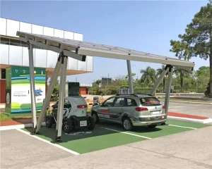 Photovoltaic Ground Mount Double Aluminum Alloy Solar Carport System with Structural Design for Car Parking