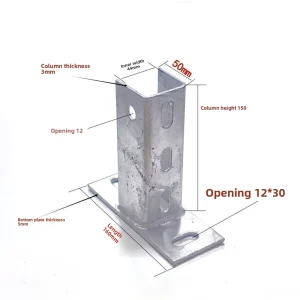 Photovoltaic Hot Dip Galvanized Two Hole Solar Panel Bracket Accessories with Base Connector and Welded Column Made in China
