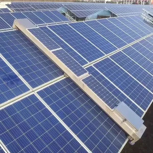 Photovoltaic Solar Panel Cleaning Robot with Solar Charging, Silver and Black