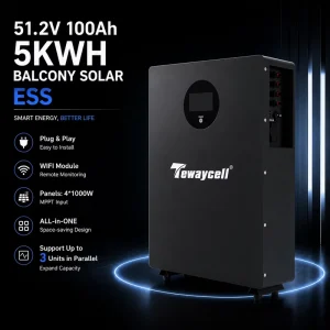 Plug&Play Outdoor Waterproof Balcony Off-grid 51.2V 100Ah 5KWH LiFePO4 2.4kw Inverter Solar Energy Storage System