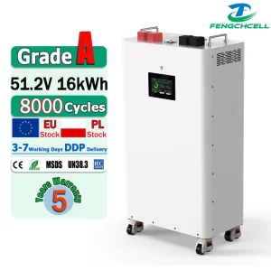Poland Warehouse 51.2V 48V 16S Lifepo4 Battery Energy System with JK V19 BMS Heating Pad 16KWh for Home Off grid Power Storage