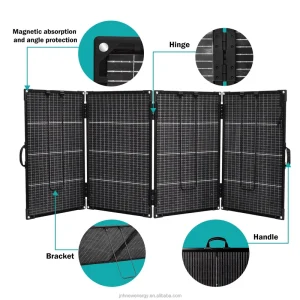 Portable 200W 4 Fold Bifacial Monocrystalline Solar Panel Waterproof Lightweight Solar Blanket for RV Camping Boat Travel