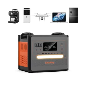 Portable 2500W Power Station with 2304Wh Lithium Battery 110V 220V AC Outlet 200W Foldable Solar Panel Car Source Generator